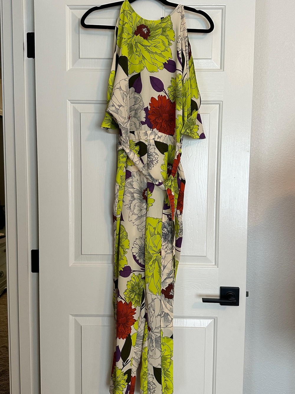 Floral Halter Jumpsuit in Lime & Cream USA size 4